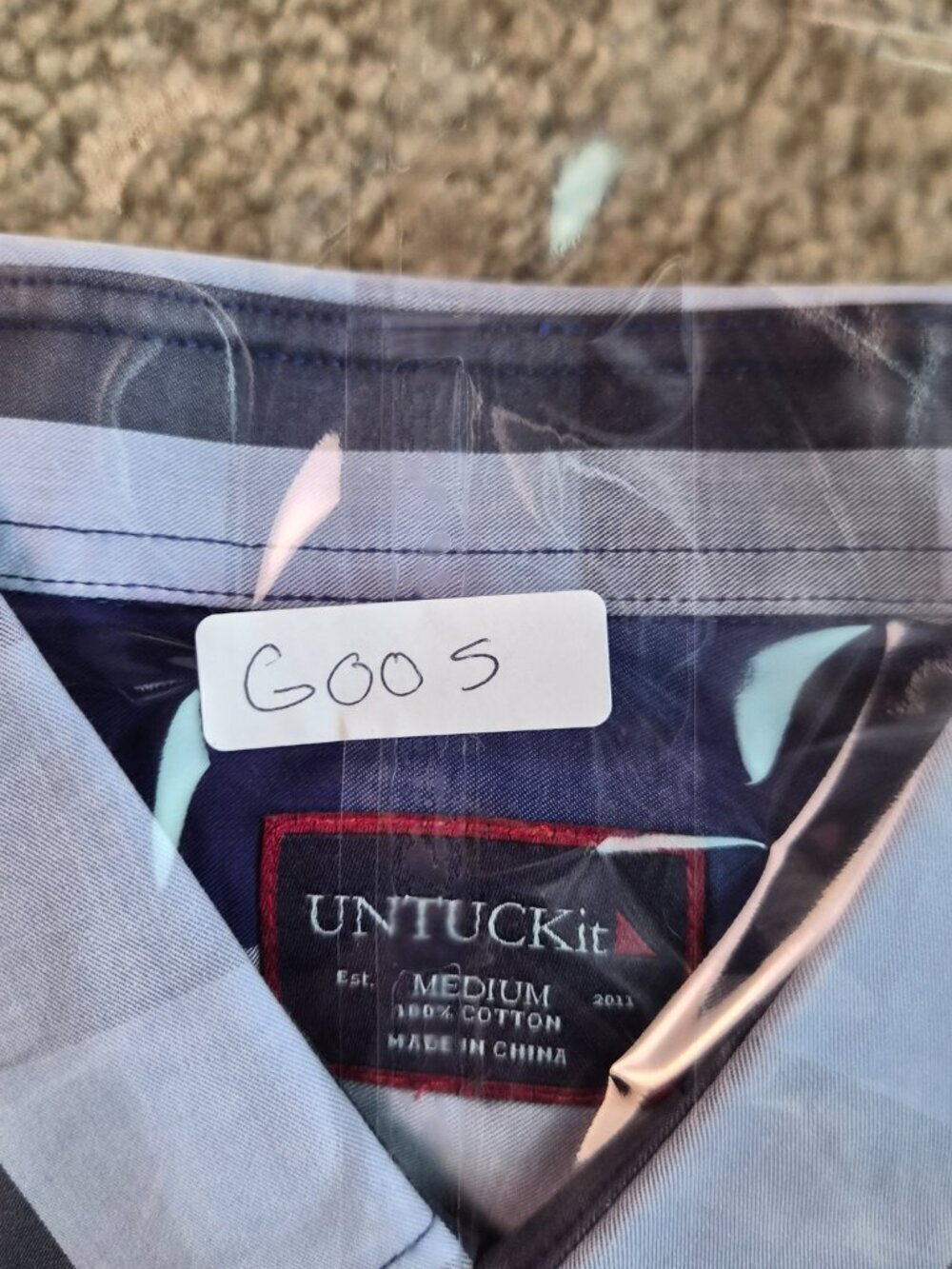 UNTUCKit Long Sleeve Button Shirt Mens Medium Slim Fit Blue Purple Plaid G005 - Picture 11 of 11